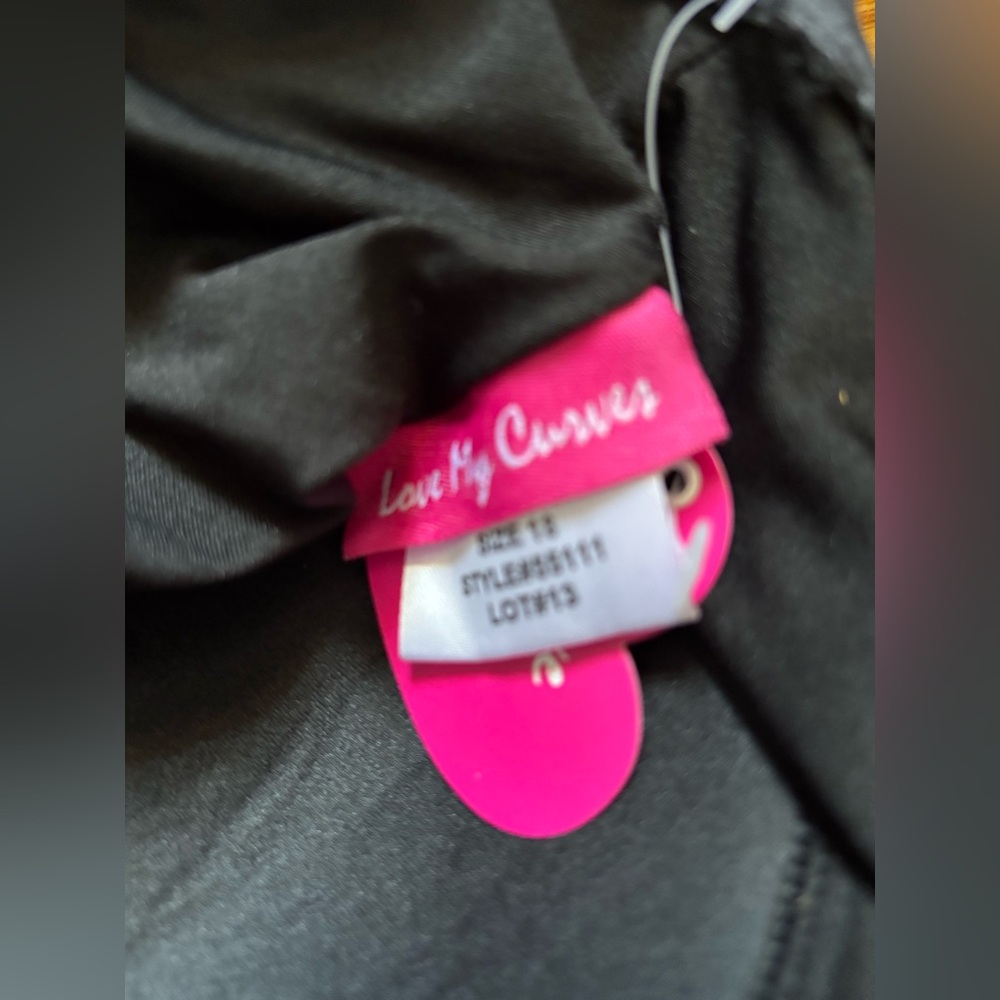 NWT 18 Love My Curves Dark Charcoal Halter Swimsuit - Picture 2 of 3